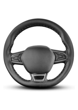 Husa volan din piele ecologica perforata, diametru 37-39 cm, cu ac si ata, Negru
