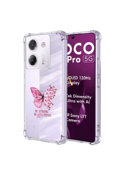 Husa Antisoc pentru Xiaomi Poco M7 Pro 5G - AirBag TPU, Colțuri Ranforsate- Butterfly Roz 