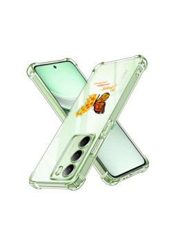 Husa Antisoc pentru Realme 14x - AirBag TPU, Colțuri Ranforsate- Butterfly Galben 