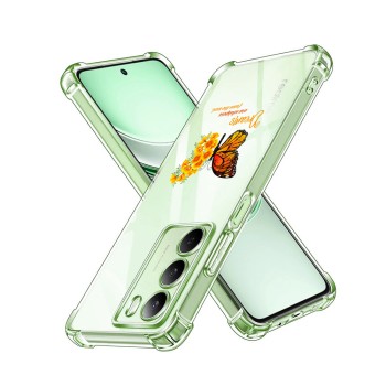 Husa Antisoc pentru Realme 14x - AirBag TPU, Colțuri Ranforsate- Butterfly Galben 