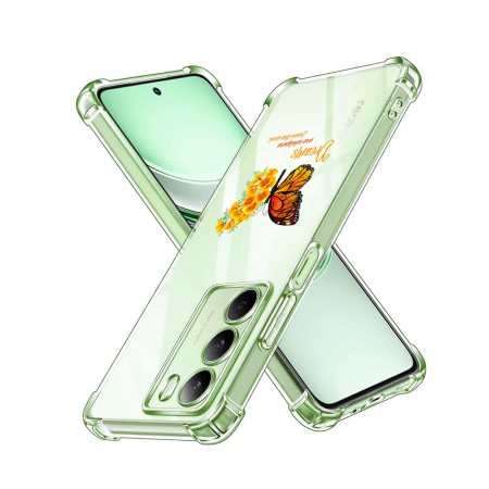 Husa Antisoc pentru Realme 14x - AirBag TPU, Colțuri Ranforsate- Butterfly Galben 