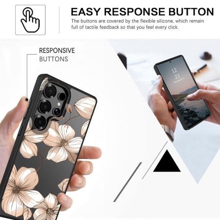 Husă pentru Samsung Galaxy S25 Ultra, Flower 9, Protecție Cameră, Antișoc, Design Slim, Negru