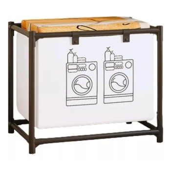 Raft pentru baie cu cos de rufe, un strat, Cadru de Otel Inoxidabil, 57x28x57 cm, Negru