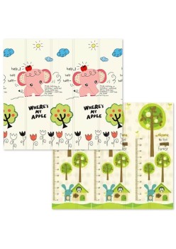 Covoraș de Joaca termic Elefantei si Iepurasi 1.5mx2mx1.5 cm, Pliabil, Impermeabil, Antiderapant, cu Spuma, pentru fete si baieti 