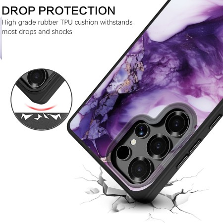 Husă pentru Samsung Galaxy S25 Ultra, Marble LC, Protecție Cameră, Antișoc, Design Slim, Alb - Mov