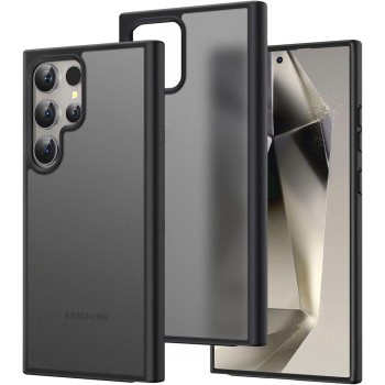 Husă pentru Samsung Galaxy S25 Ultra HaloFrost Negru, Finisaj Mat, Protecție Cameră, Antișoc, Design Slim