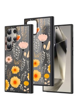 Husă pentru Samsung Galaxy S25 Ultra, Flower 13, Protecție Cameră, Antișoc, Design Slim, Negru