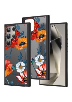 Husă pentru Samsung Galaxy S25 Ultra, Flower 14, Protecție Cameră, Antișoc, Design Slim, Negru