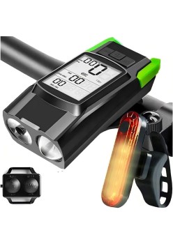 Vitezometru Digital Multifuncțional pentru Bicicletă – Lumină Față-Spate, Claxon, Rezistent la Apă, Ecran LCD, 5 Moduri de Măsurare