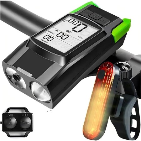 Vitezometru Digital Multifuncțional pentru Bicicletă – Lumină Față-Spate, Claxon, Rezistent la Apă, Ecran LCD, 5 Moduri de Măsurare