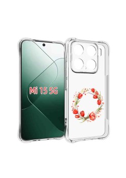Husa Antisoc pentru Xiaomi 15 - AirBag TPU, Ring Floral Rosu - Transparent