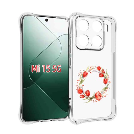 Husa Antisoc pentru Xiaomi 15 - AirBag TPU, Ring Floral Rosu - Transparent