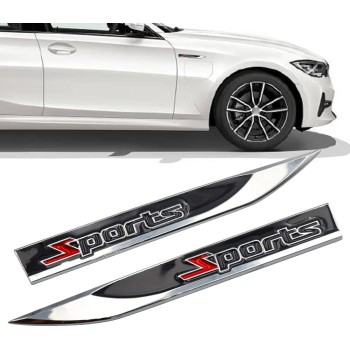 Set 2 Embleme Auto Metalice SPORTS 3D – Reliefate, Autoadezive, 14.6 x 1.8 cm, Montaj Rapid, Design Sport