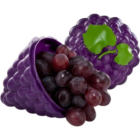 Cutie Depozitare Alimente din Plastic, Model Strugure, 10x10x13.5 cm, Mov