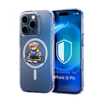 Husa pentru Iphone 16 Pro, Atasare Magnetica, MagSafe, Cycling Crew, Clear