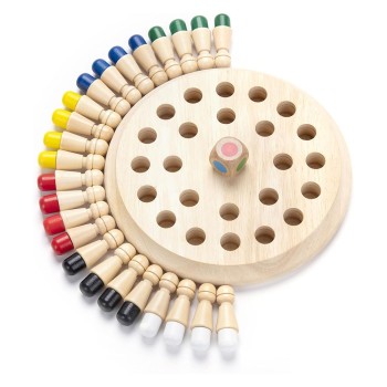 Joc Educativ de Memorie pentru Copii si Familie, Tabla din Lemn 16 cm, Interactiv, 6 Culori, +4 Ani