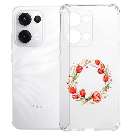 Husa Antisoc pentru Oppo Reno13, AirBag, Pink wreath 15, Clear 