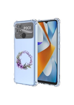 Husa Antisoc pentru Xiaomi Poco C40, AirBag, Pink wreath 10, Clear 