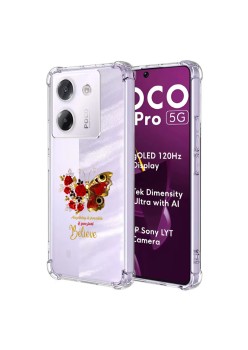 Husa Antisoc pentru Xiaomi Poco M7 Pro 5G - AirBag TPU, Colțuri Ranforsate- Butterfly Rosu 