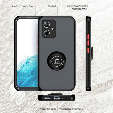 Husa telefon compatibila Motorola Moto G54, Glinth Magnet Auto si Inel Rotativ, Negru