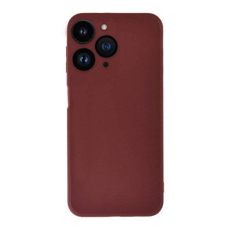 Husa Silicon compatibila Apple iPhone 15 Pro, Soft Matt, Protectie Camera Foto, Bordo