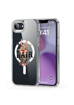 Husa pentru iPhone 16e, Atasare Magnetica, MagSafe, Hair Hustler, Clear