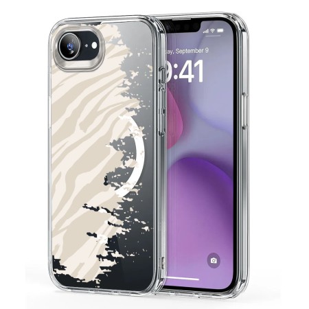 Husa pentru iPhone 16e, Atasare Magnetica, MagSafe, Pattern Skin 10, Clear