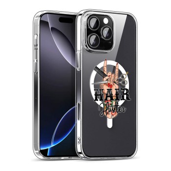 Husa pentru Apple iPhone 15 Pro Max, Atasare Magnetica, MagSafe, Hair Hustler, Clear