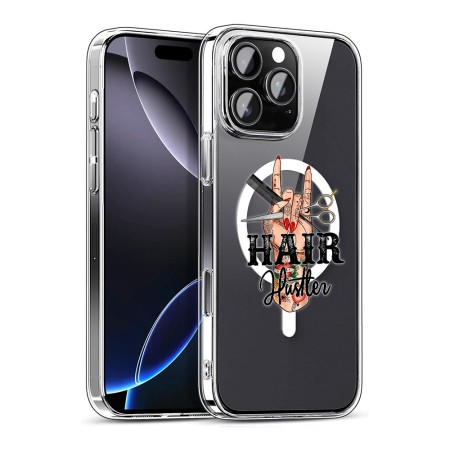 Husa pentru Apple iPhone 15 Pro Max, Atasare Magnetica, MagSafe, Hair Hustler, Clear