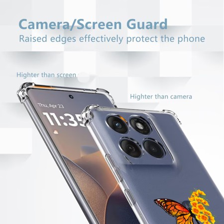 Husa Antisoc pentru Motorola Edge 60 / Edge 60 Fusion - AirBag TPU, Colțuri Ranforsate- Butterfly Galben 