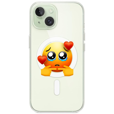 Husa personalizata Apple iPhone 15 Plus, MagSafe, Pleading Face With Hearts