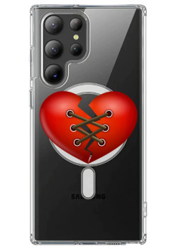 Husa personalizata Samsung Galaxy S24 Ultra, MagSafe Atasare Magnetica, Stitched Heart