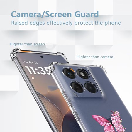 Husa Antisoc pentru Motorola Edge 60 / Edge 60 Fusion - AirBag TPU, Colțuri Ranforsate- Butterfly Roz 