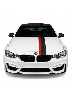 Sticker auto Rally Stripe Carbon 3D, 140x17 cm, Negru Rosu, banda decorativa tuning exterior masina, folie autoadeziva Oracal