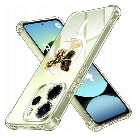 Husa Antisoc pentru Xiaomi Redmi Note 14 4G (Regional) - AirBag Magsafe, Colțuri Ranforsate- Butterfly Auriu 