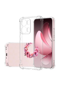 Husa Antisoc pentru Oppo Reno13 Pro, AirBag, Pink wreath 1, Clear 