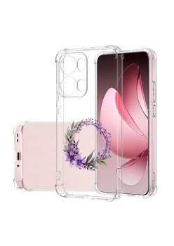 Husa Antisoc pentru Oppo Reno13 Pro, AirBag, Pink wreath 10, Clear 