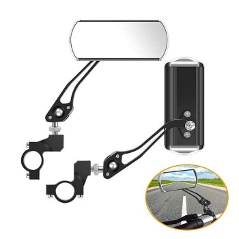 Set 2 Oglinzi Retrovizoare Reglabile, Universale pentru Bicicletă, Scuter, Trotinetă, Prindere pe Ghidon 22mm, Negru