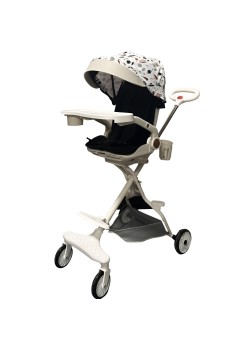 Cărucior Sport 3 în 1, Reversibil, Pliabil, Pozitie Somn, Tavă Masă, Roti 360°, Suport Pahar, Copertină Soare, Bej Cosmos, 6-36 Luni