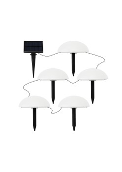 Decorațiune Solară pentru Grădină, Lampă cu 5 Ciuperci, Iluminare Alb Cald, IP44, Autonomie 10h