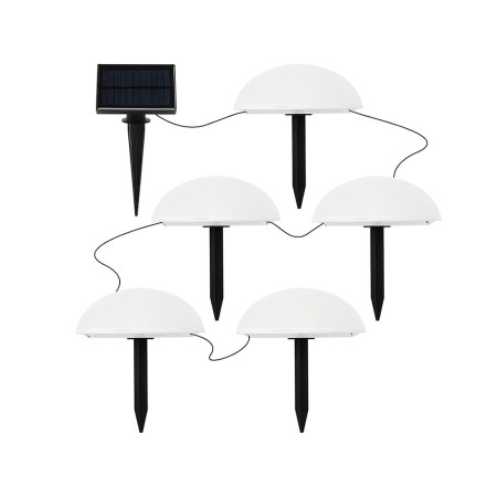 Decorațiune Solară pentru Grădină, Lampă cu 5 Ciuperci, Iluminare Alb Cald, IP44, Autonomie 10h