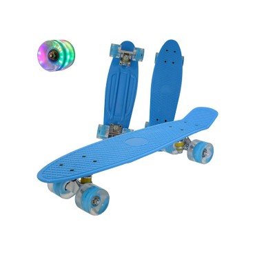 Skateboard Penny Board pentru Copii, Roti din Cauciuc cu LED, Design Ușor, Greutate Maximă 60kg, Albastru