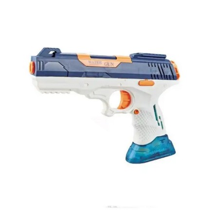 Pistol cu Apă 2în1 pentru Copii, Electric cu Baterie, 2 Rezervoare (75ML & 300ML), Jet Reglabil, Furtun Inclus, Material ABS/Silicon, Albastru