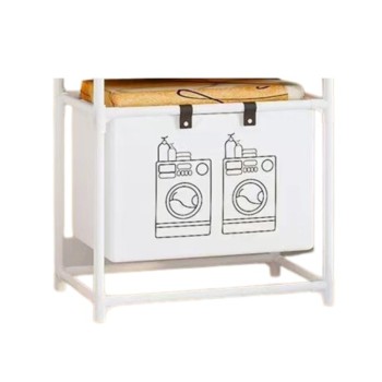 Raft pentru baie cu cos de rufe, un strat, Cadru de Otel Inoxidabil, 57x28x57 cm, Alb