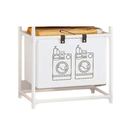 Raft pentru baie cu cos de rufe, un strat, Cadru de Otel Inoxidabil, 57x28x57 cm, Alb
