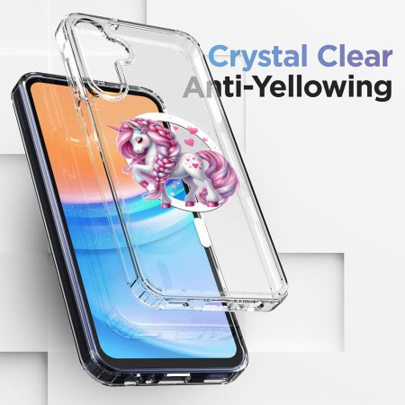 Husa pentru Samsung Galaxy A15 4G, Atasare Magnetica, MagSafe, Unicorn Pink, Clear