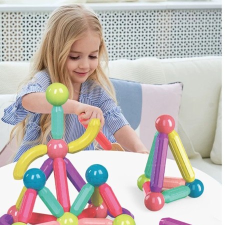 Set 25 de Piese Puzzle de Constructie, 3 Ani, ABS, Magnetice, 16x6x14 cm, Multicolor