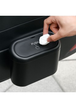 Cos de gunoi auto, compact, cu prindere pe usa sau scaun, capac clic, 17 x 9 x 9 cm, Negru