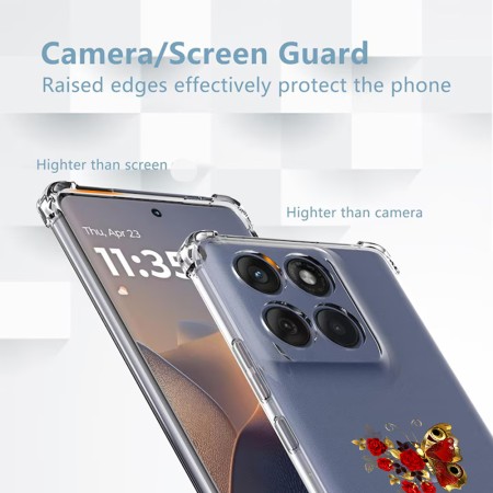 Husa Antisoc pentru Motorola Edge 60 / Edge 60 Fusion - AirBag TPU, Colțuri Ranforsate- Butterfly Rosu 