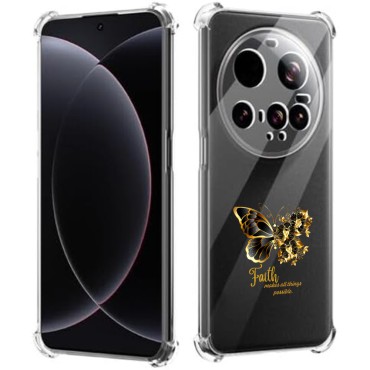 Husa Antisoc pentru Xiaomi 15 Ultra - AirBag TPU, Colțuri Ranforsate- Butterfly Auriu 
